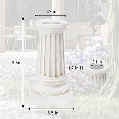 VCUTEKA Gazing Ball Stand, Roman Column Gazing Globe Stand for 8-10 Inch Garden Gazing Globe, Indoor/Outdoor Décor Accessories, White 9.6" H