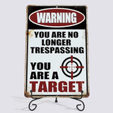 Yniaun Decor Funny No Trespassing Metal Tin Signs Coffee Bar Garage Vintage Wall Decor Gifts 12 X 8 Inches Outdoor & Indoor - Warning You Are No Longer Trespassing You Are a Target