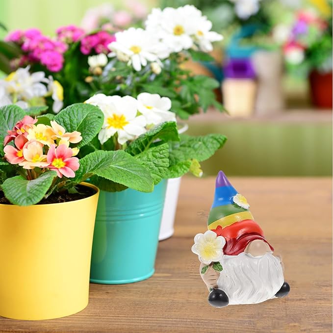 Cabilock Rainbow Gnome Garden Statue Scandinavian Tomte Nisse Figurine Gay Pride LGBTQ Cheer Up Decorations for Home Farmhouse Kitchen Decor (2.7x4.3 inch)