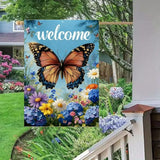 Large Spring Summer Garden Flags for Outside 28 x 40 Double Sided, Burlap Spring Summer House Flags, Seasonal Outdoor Flags Butterfly Flowers Farmhouse Yard Decorations