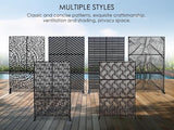 Kozyard Metal Privacy Screen 74" H x 47.2" W Decorative Outdoor Divider with Stand Panels Freestanding Screen Set for Deck Patio Balcony Garden Outdoor&Indoor(Black/Chevron)