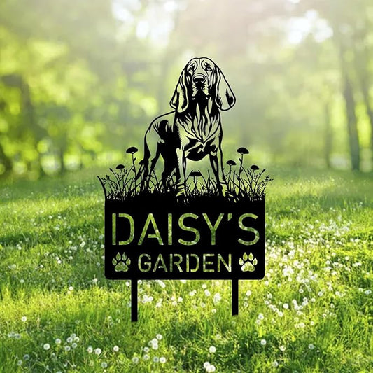 Custom Plott Hound Dog Metal Memorial Garden Stake Personalized Pet Grave Marker Name Sign Remembrance Stake Decor Sympathy Dog Loss,Outdoor Statues for Yard Garden Lawn Patio Pathway Grave.