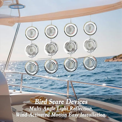12PCS Bird Deterrents for Outside Patio, Stainless Steel Bird Reflectors to Keep Birds Away, Woodpecker Deterrent for House，Bird Scare Devices to Keep Pigeons Away from Your Garden