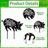 Rngmsi Pig Decorative Garden Stakes Gifts, 3PCS Metal Pig Garden Statues Decor for Outside, Black Silhouette Yard Lawn Outdoor Gifts for Women Men Pig Lovers