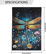 Watercolor Dragonfly and Floral Garden Flags 12×18 Inch Double Sided Decorative Yard Banner Seasonal Flag for Outdoor Outside Decor