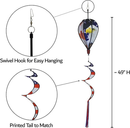 In the Breeze 0979 American Flag and Eagle Hot Air Balloon Spinner-Outdoor Hanging Decoration, Multi-Colored