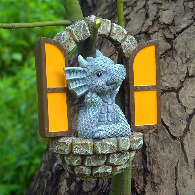YWHWXB Garden Dragon Resin Sculpture,Lovely Outdoor Sculpture Ornaments,Garden Dragon Decor Statue for Home Patio Courtyard Lawn Decoration