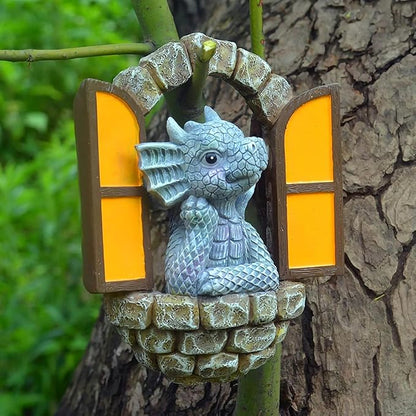 YWHWXB Garden Dragon Resin Sculpture,Lovely Outdoor Sculpture Ornaments,Garden Dragon Decor Statue for Home Patio Courtyard Lawn Decoration