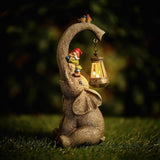 Banax Elephant Solar Garden Ornaments with Lanterns 11 in Elephant Garden Statues Outdoor Figurines with Solar Powered LED Lights for Garden Decor Durable Resin Outdoor Statues for Patio Yard