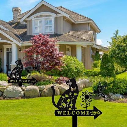 Cat Garden Decor for Outside Metal Cats Silhouette Statues Garden Stakes Yard Sign Art Decorations for Outdoor Patio Lawn Ornaments Birthday Gift for Cat Lovers Women Mom