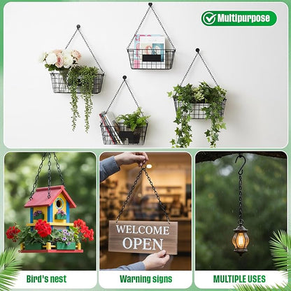 EBOOT 2 Pcs Hanging Chain for Bird Feeders, Planters, Lanterns and Ornaments (Black,19.7 Inch)