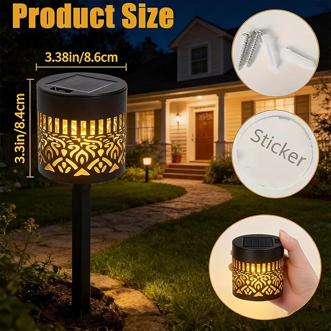 Decorative Solar Mandala Lights, Metal Solar Powered Waterproof Wall & Fence Lights for Garden, Patio, Backyard, Step & Post Decor with Mandala Design (2pcs,Warm Light)