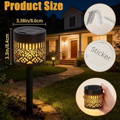 Decorative Solar Mandala Lights, Metal Solar Powered Waterproof Wall & Fence Lights for Garden, Patio, Backyard, Step & Post Decor with Mandala Design (2pcs,Warm Light)