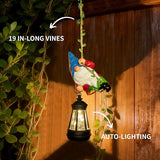 Solar Hanging Gnome Garden Statues Climbing Rope Gnome with LED Lantern Spring Outdoor Decor Tree Hugger Yard Porch Wall Fence Decoration Mother's Day Birthday Gifts for Mom Women