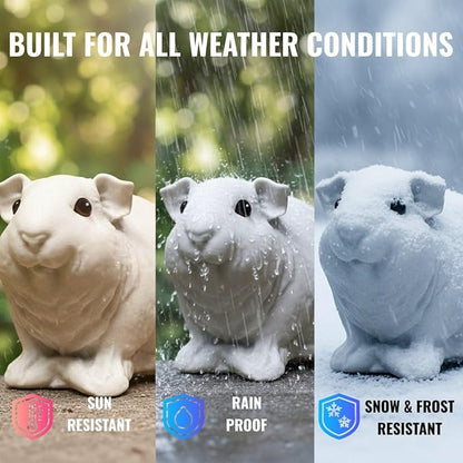 OLOMA Handcrafted Guinea Pig Concrete Sculpture Premium Heavy Garden Figurine with Weather Resistant Protective Resin Finish Decorative Outdoor Indoor Accent for Porch Patio Walkway Display