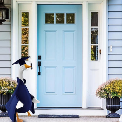 Graduation Goose Outfit for 23'' High Cement Goose Statue, Lawn Porch Clothes Cute Grad Yard Statue Outfit for Patio Outdoor Garden Decoration(Dark Blue)