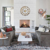 Indoor Outdoor Large Wall Clock Silent Analog Battery Operated, 30 Inch Metal Wall Clock for Patio, Porch, Pool Area, Kitchen, Living Room, Farmhouse Decor - Vintage Gold