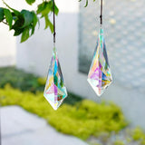 H&D HYALINE & DORA 4.7" AB Coating Crystal Horns Prisms Suncatchers for Windows,Set of 2 Rainbow Maker Hanging Prisms for Wedding Party Christmas Tree Garlands Decoration