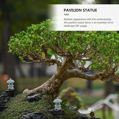 Cabilock Miniature Pagoda Statues 4Pcs Japanese Garden Statue Decor, Stone Lantern Asian Decor Bonsai Micro Landscape Kit Zen Garden Accessories