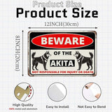 Beware Of The Dog Akita Sign Aluminum Metal Tin Signs Outdoor Yard Sign Warning Sign For Fence Yard Home Kitchen Farm Garden Wall Decor 8x12 Inch