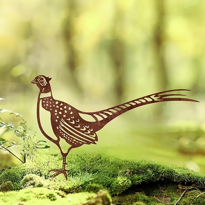 Pheasant Metal Garden Stake - 11.81" Realistic Bird Yard Art, Handcrafted Outdoor Metal Sculpture for Gardens, Patios & Walkways, Durable Floor Decor for Bird Lovers & Nature Enthusiasts