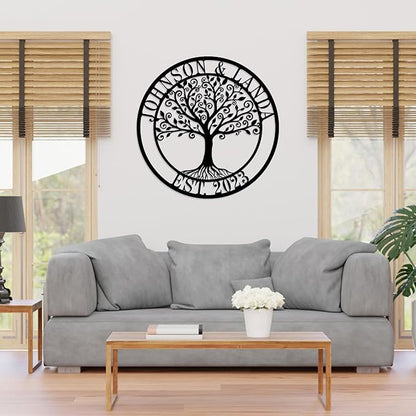 efcustomgifts Metal Family Name Sign, Custom Tree of Life Family Name Sign, Housewarming Gift, Personalized Tree Of Life, Tree with Roots Metal Name Sig