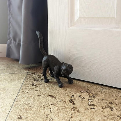 Cast Iron Cat Door Stop Metal Stopper Outdoor Halloween Yard Art Patio Garden Statue Home Decor