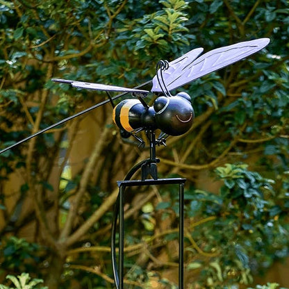 Red Carpet Studios Garden Art Small Bumblebee Balance Rocker Metal Garden Stake Yard Décor, 52.5” Tall, Purple Wings and Butterfly Cutout