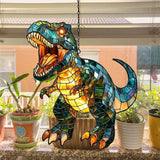 Fierce T-rex Acrylic Suncatcher Stained Glass Effect Window Car Hanging Christmas Ornament Indoor Outdoor Decor Garden Sun Catcher Panel for Dinosaur Lover for Women Mom Grandma