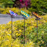 3 Pack Butterfly Decorative Garden Stakes,Metal Openwork Colorful Butterflies Yard Art Garden Stakes for Outdoor Lawn Pathway Patio Plant Pot Flower Bed Ornaments