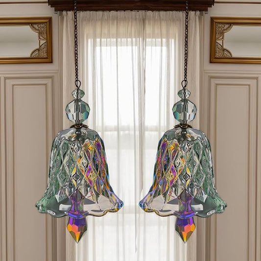 Rainbow Crystal Wind Chimes 2 Pcs,Crystal Suncatchers for Window Hanging Wind Chime Style Garden Sun Catchers,Gifts for Mom, Wife, Grandma Neighbors