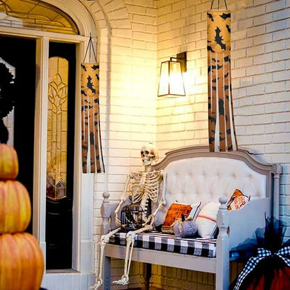 Halloween Bats Jack-o'-Lantern Windsocks Outdoor Hanging Durable Wind Sock with Tails Front Yard Patio Lawn Garden Party Halloween Spooky Ghost Decoration