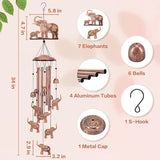 Elephant Wind Chimes Outdoor Elephant Gifts for Women Men Mom Dad Best Birthday Unique Gardening Gifts Metal WindChimes for Outside/Indoors, Lawn, Patio, Home, Yard Decor, Garden Decorations