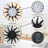 VEWOGARDEN 13.5 Inch Metal Sun Outdoor Thermometer Waterproof Decorative Wall Indoor Outdoor Thermometer for Patio, Garden & Home Decor