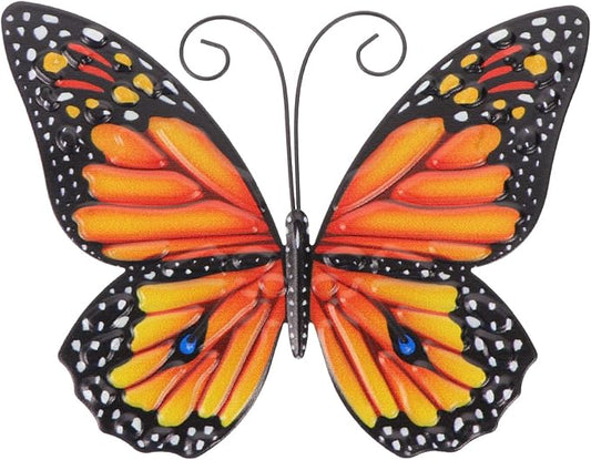 ULTNICE Iron Butterfly Wall Hanging, 6.29in Metal Butterfly Wall Art Decor for Home Garden Patio, Indoor Outdoor Art, Yellow