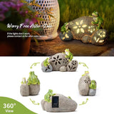 Solar Frogs Garden Statues Frog on Stone Figurine with LED Lights Outdoor Porch Patio Lawn Yard Art Home Decoration Christmas Birthday Housewarming Gifts for Mom Women