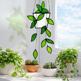 Plant Stained Glass,Stained Glass Window Hanging,Real Handmade Suncatcher,Artificial Green Plants Decor for Women Mom Grandma Plant Lovers,Sun Catcher for Home Windows