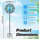 Metal Wind Spinners Outdoor for Garden Yard, 59" Kinetic Large Peacock Wind Spinner & Sculptures with Stable Metal Stake, Garden Windmill for Yard Lawn Patio Art Decor (Colorful)