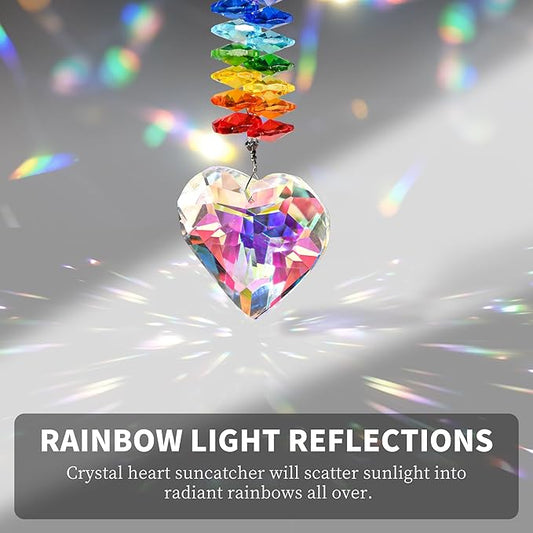 Crystal Heart Suncatcher with Engraved Thank You Message, Window Hanging Crystal Prism Sun Catcher Rainbow Maker, Appreciation Gratitude Gifts for Women Men Teacher Nurse Coworker