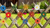 Metal Flowers Garden Decorations Set,12 Pcs Metal Flowers Statues Wall Art Decor,Metal Sunflower Daisy Hanging Ornament For Indoor Living Room Bedroom Outdoor Backyard Porch Patio Fence Decoration