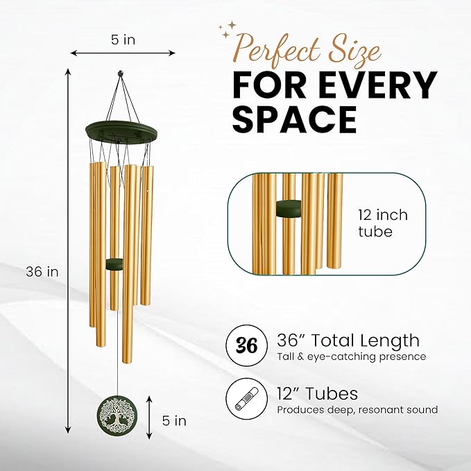 Memorial Gifts, Wind Chimes for Loss of Loved One - 36" Tree of Life, Deep Toned Windchimes Outdoors, Porch Decor, Double-Sided Engraved, loss of father gift, Wind Chimes for Outside Clearance