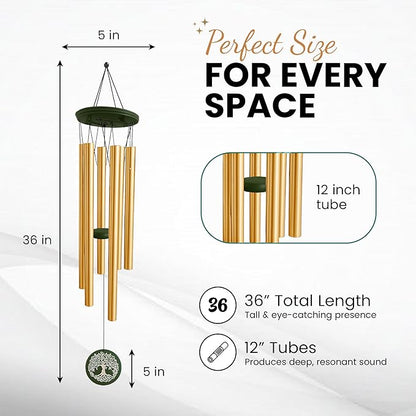 Memorial Gifts, Wind Chimes for Loss of Loved One - 36" Tree of Life, Deep Toned Windchimes Outdoors, Porch Decor, Double-Sided Engraved, loss of father gift, Wind Chimes for Outside Clearance