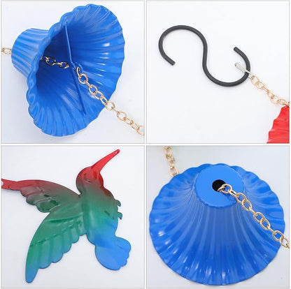 NUOBESTY Decorative Flower Basket Rain Chain for Downspouts, 8pcs Hanging Outdoor Garden Rain Chains, Window Beads for Balcony and Courtyard Water Drainage