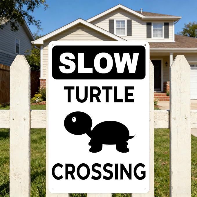 Slow Turtle Crossing Sign Slow Turtle Yard Signs Outdoor Turtles Poster Decor for Home Garden Tortoise Crossing Metal Tin Sign Tortoise Habitat Accessories Outdoor Decor 8x12 Inch
