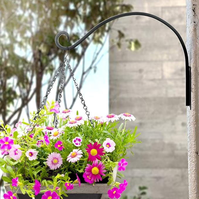 AJART Hanging Plant Hanger Outdoor: 2 Pieces Bird Feeder Wall Hooks - 16-Inch Heavy-Duty Plant Bracket Hook for Hanging Flower Baskets