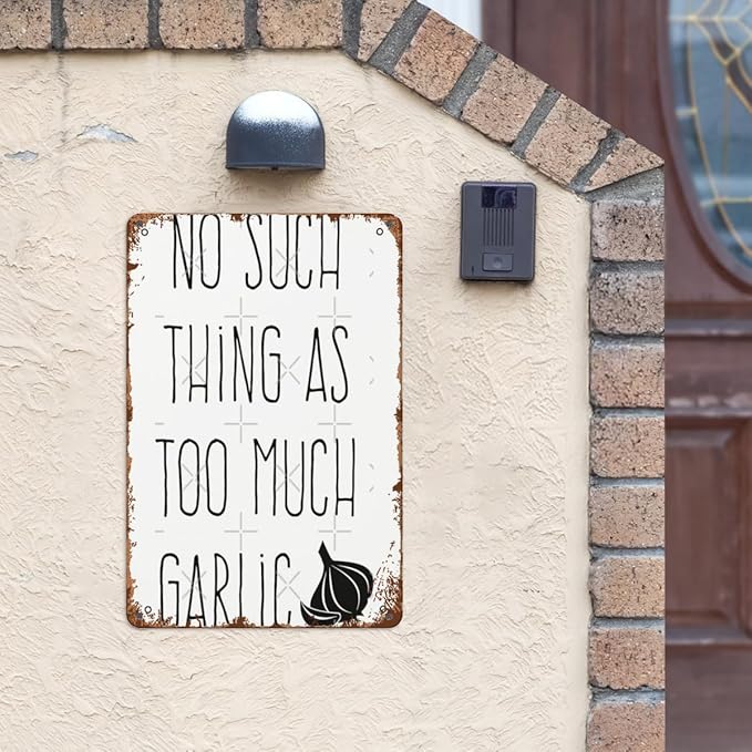 Patio Wall Decor No Such Thing As Too Much Garlic Vintage Signs Metal Indoor Bathroom Wall Decor Plaque Funny Retro Signs For Home,Office,Yard Rustic Farmhouse Inspirational Life Quotes 8X12inch