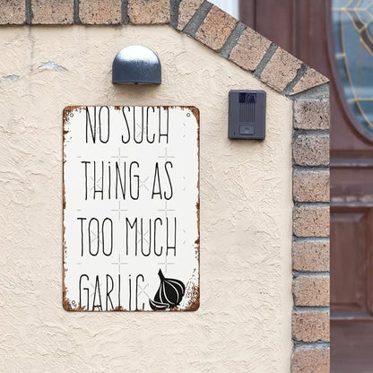 Patio Wall Decor No Such Thing As Too Much Garlic Vintage Signs Metal Indoor Bathroom Wall Decor Plaque Funny Retro Signs For Home,Office,Yard Rustic Farmhouse Inspirational Life Quotes 8X12inch