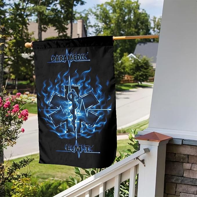 EMS Emergency Medical Service EMT Paramedic Ambulance Garden Flag Double Sided Vertical 12×18 Inch Banners Double Sided For Lawn Patio Yard Garden Home Outdoor Decor