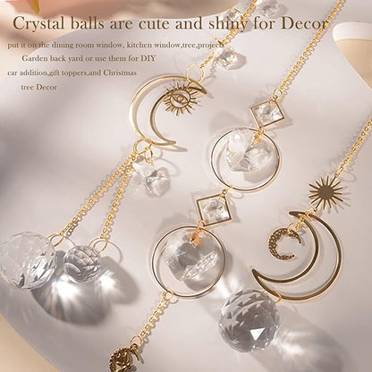 ilclviz Suncatcher Crystal Hanging Sun Catcher Prism with Chain Pendant Ornament Crystal Balls for Window