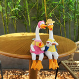 Handside Garden Statues Couple Animal Cartoon Resin Cute Sitting Sculpture Goose Lovers Figurine Gift for Wedding Art Décor for Yard Home Patio and Office (Goose)